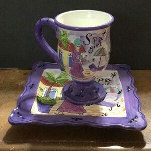 Mug and plate “Spa Girl” by Jenifer Brinley￼